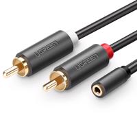 Ugreen audio kabel 3,5 mm mini jack (samice) - 2RCA (samec) 25 cm šedý (AV102 10561) 6957303815616