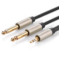 Ugreen audio kabel mini jack 3,5 mm - 2 x jack 6,35 mm 2 m šedý (AV126) 6957303816156