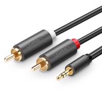 UGREEN AV102 2x RCA (Cinch) jack 3,5 mm kabel 2m (černý) 024314