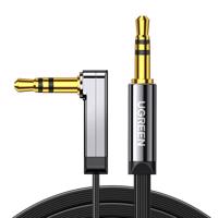 UGREEN AV119 úhlový kabel mini jack 3,5 mm AUX, plochý, 0,5 m (černý) 058788