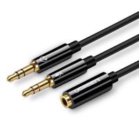 UGREEN AV140 Audio rozbočovač AUX sluchátka + mikrofon na 3,5 mm mini jack kabel, ABS (černý) 024306