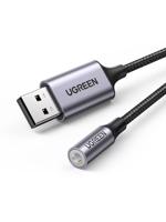 UGREEN CM477, audio adaptér USB na mini jack 3,5 mm AUX (šedý) 030119