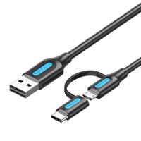 USB 2v1 USB 2.0 na USB-C/Micro-B USB kabel Vention CQDBF, 1m (černý)