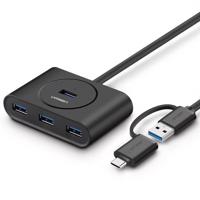 USB 3.0 + USB-C 3.1 UGREEN 4-portový HUB, OTG (černý) 017795