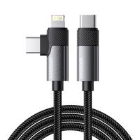 USB kabel Essager EXCTTL-WL0G-P USB-C na lightning+USB-C 65W 1m (šedý) 068981