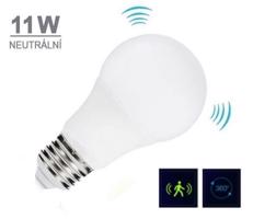 Vipelectro LED žárovka E27 11W s mikrovlným soumrakovým a pohybovým senzorem, CCD, 1055lm Neutrální bílá